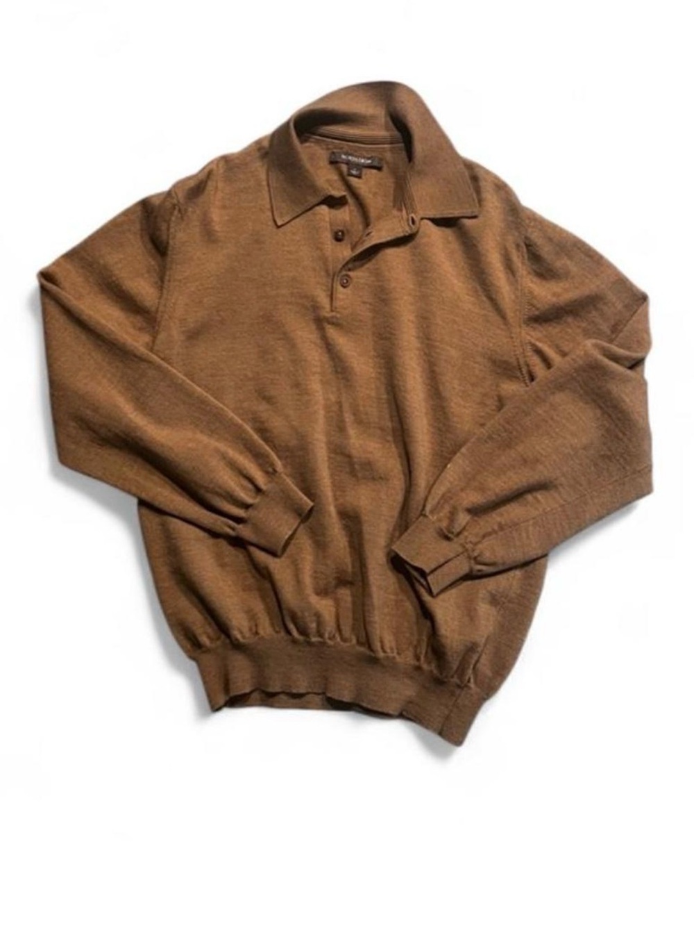 Nordstrom Men's Brown V-Neck Polo Sweater MADE IN ITALY